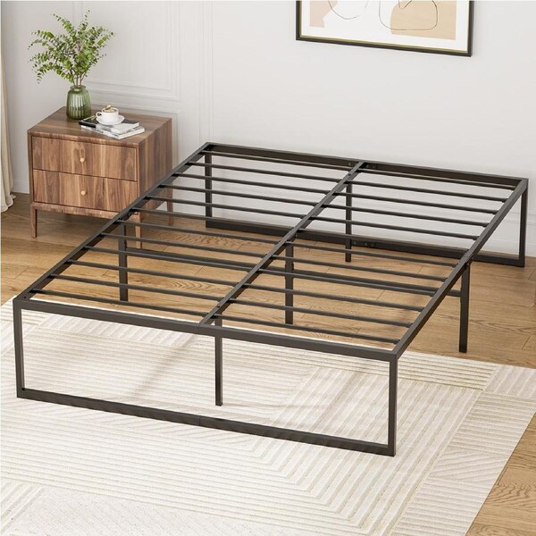 Advwin Bed Frame Single Bed Base 41cm Height Metal Bed Frames Mattress Base Support Black