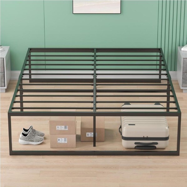 Advwin Bed Frame Double Bed Base 41cm Height Metal Bed Frames Mattress Base Support Black