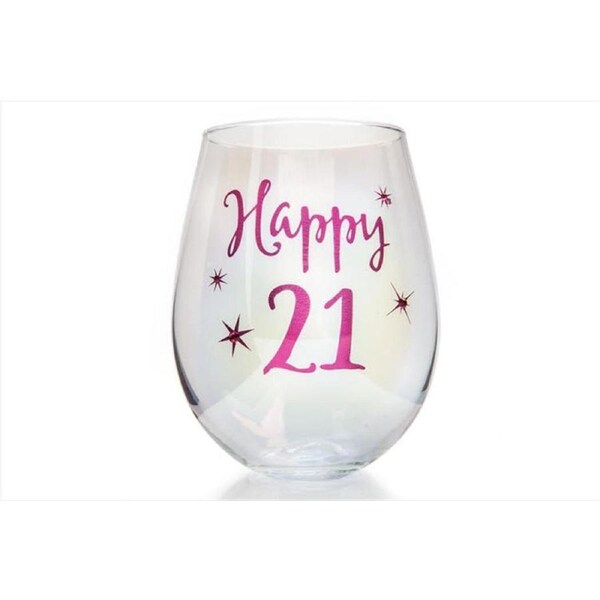 21st Birthday Irid Wine Glass