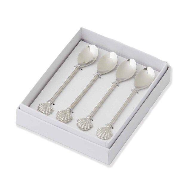 4pc Pilbeam Living Seychelles Sea Shell Cocktail Party Tableware Spoons Silver