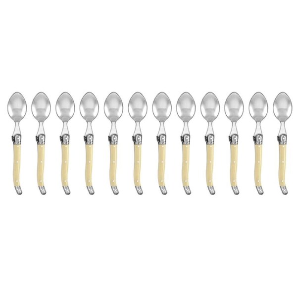 12pc Laguiole Etiquette 15.5cm Stainless Steel Dessert Teaspoon Cutlery Ivory