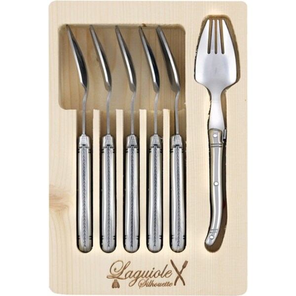 6pc Laguiole Silhouette Stainless Steel Spork Cutlery Utensils Tableware Silver