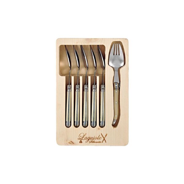 6pc Laguiole Silhouette Stainless Steel Spork Cutlery Utensils Tableware Ivory