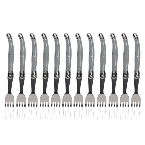 12pc Laguiole Etiquette 22.5cm Stainless Steel Table Fork Cutlery Marble Grey