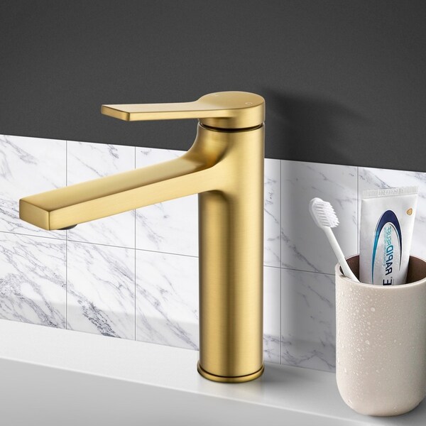 ACA Brushed Yellow Gold Bathroom Basin Mixer Tap Laundry Vanity Sink Solid Brass Round Faucet WELS