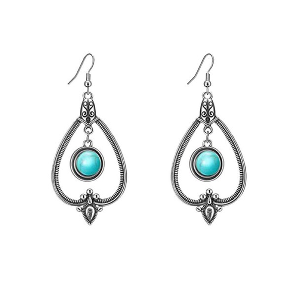 Nevenka Turquoise Vintage Drop Dangle Earrings for Women-A