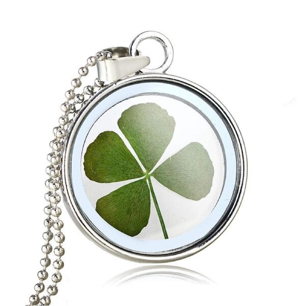 Nevenka Silver Tone Lucky 4-Leaf Clover Pendant Necklace
