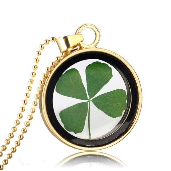 Nevenka Gold Tone Lucky 4-Leaf Clover Pendant Necklace