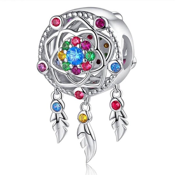 Nevenka Feathers Tassel Colorful Bead Charm Pendant
