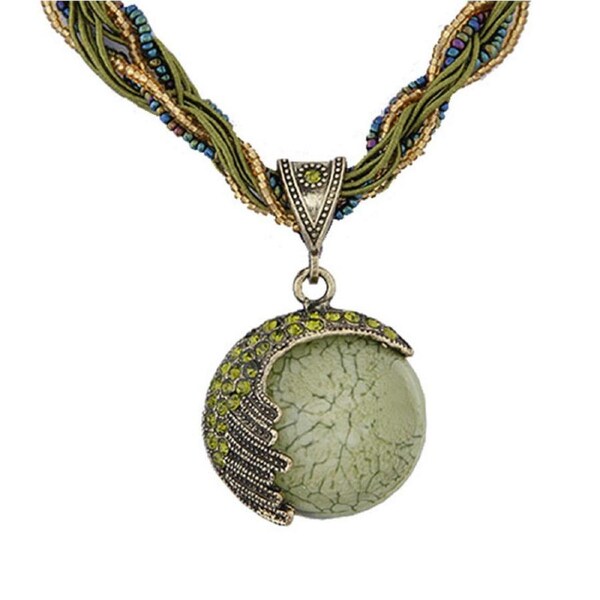 Nevenka Vintage Bohemian Gemstone Pendant Necklace-Green