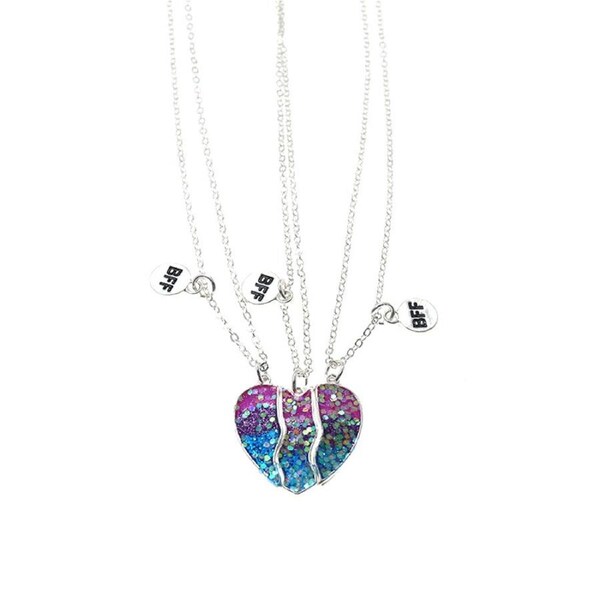 Nevenka Broken 3-Split Heart Pendant Necklace for Boys and Girls