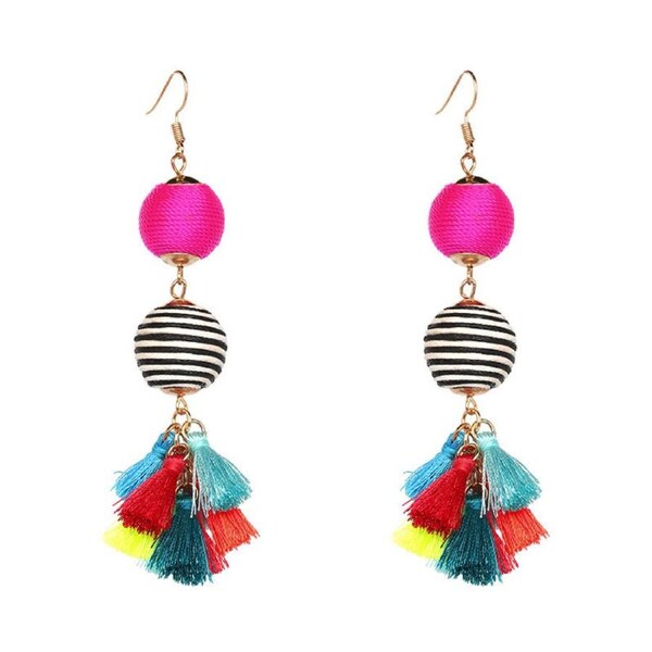 Nevenka Thread Ball Dangle Tassel Earrings for Women