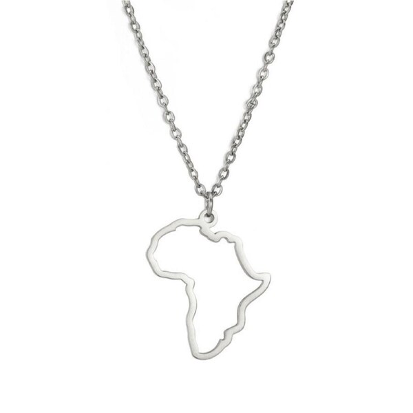 Nevenka Minimalist Africa Map Pendant Necklace for Women-White