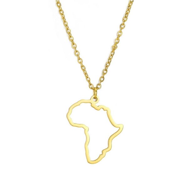 Nevenka Minimalist Africa Map Pendant Necklace for Women-Gold