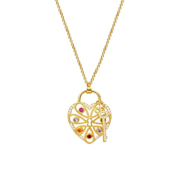 Nevenka Colorful Heart Lock And Key Pendant Necklace For Women Girls