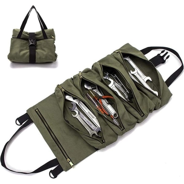 Catzon Multi-Purpose Roll up Tool Bag Organizer for Car Camping Gear-ArmyGreen