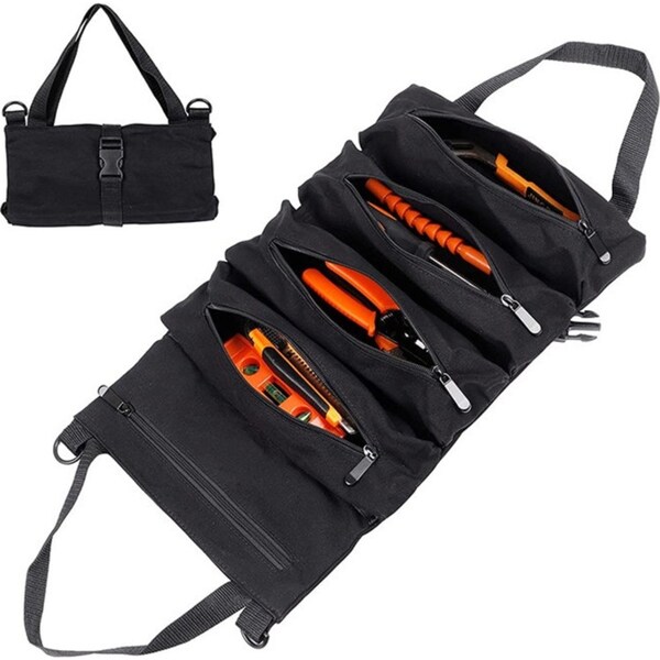 Catzon Multi-Purpose Roll up Tool Bag Organizer for Car Camping Gear-Black
