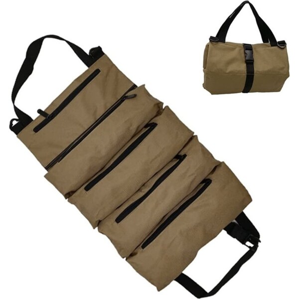 Catzon Multi-Purpose Roll up Tool Bag Organizer for Car Camping Gear-Khaki