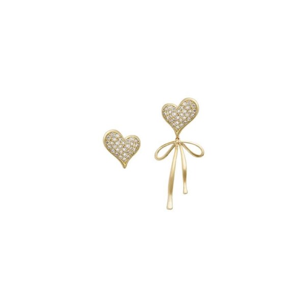 Nevenka Pair Of Asymmetric Heart Bow Dangle Stud Earrings For Women