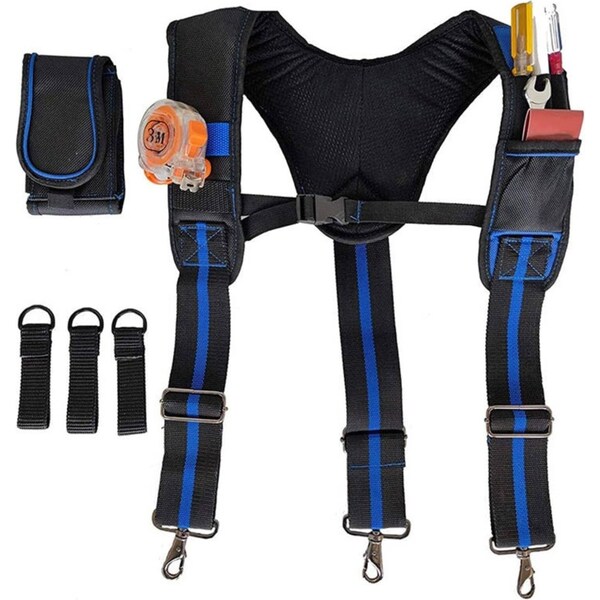 Catzon Tool Belt Suspenders Multifunctional with Phone Pouch Pen Holder