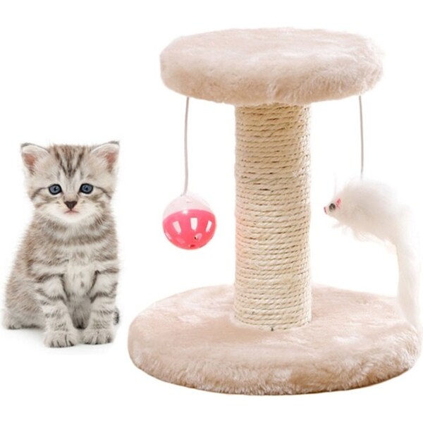 Catzon Cat Scratching Post Cat Tree with Sisal Covered Scratching Posts and Platform-White