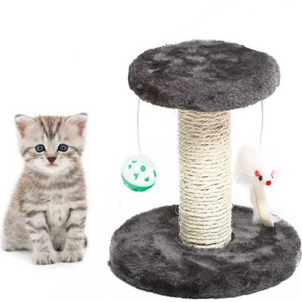 Catzon Cat Scratching Post Cat Tree with Sisal Covered Scratching Posts and Platform-Grey