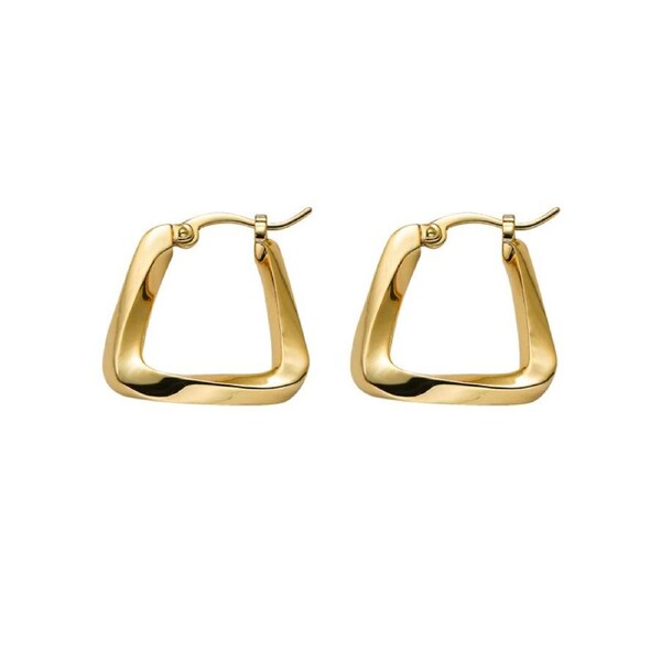 Nevenka Boutique Trendy Gold Mental Geometric Irregular C Shape Stud Earrings For Women Girl