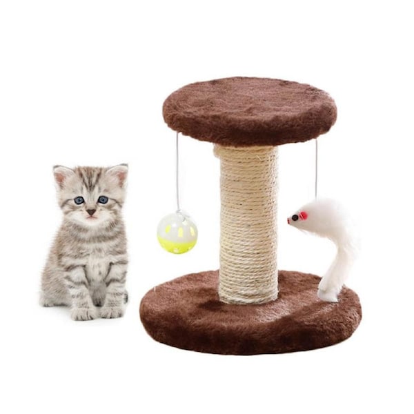 Catzon Cat Scratching Post Cat Tree with Sisal Covered Scratching Posts and Platform-Brown
