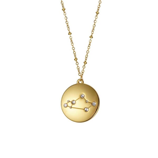 Nevenka 12 Constellation Coin Disc Gold Necklace Engraving Astrology Pendant-Sagittarius
