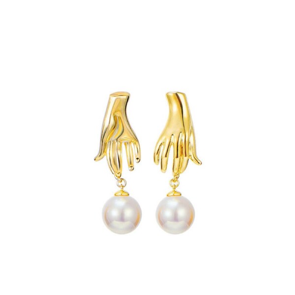 Nevenka Goldfinger Pearl Drop Earrings Fashion Stud for Women