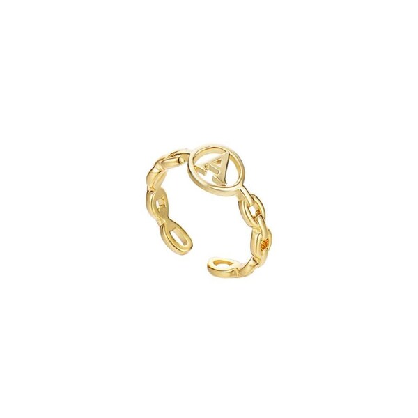 Nevenka Letter Chain Rings Adjustable Opening Rings for Women Girls-A