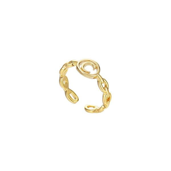 Nevenka Letter Chain Rings Adjustable Opening Rings for Women Girls-C