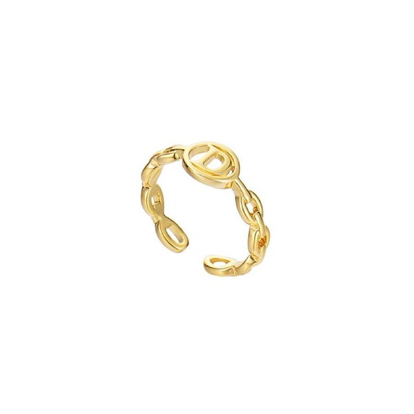Nevenka Letter Chain Rings Adjustable Opening Rings for Women Girls-D