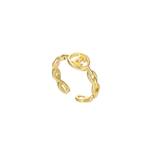 Nevenka Letter Chain Rings Adjustable Opening Rings for Women Girls-E