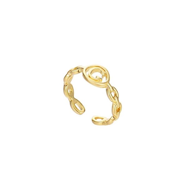 Nevenka Letter Chain Rings Adjustable Opening Rings for Women Girls-G