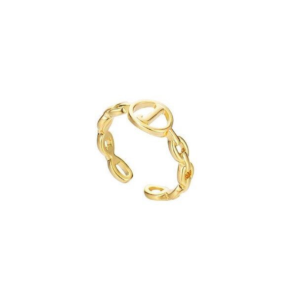 Nevenka Letter Chain Rings Adjustable Opening Rings for Women Girls-J