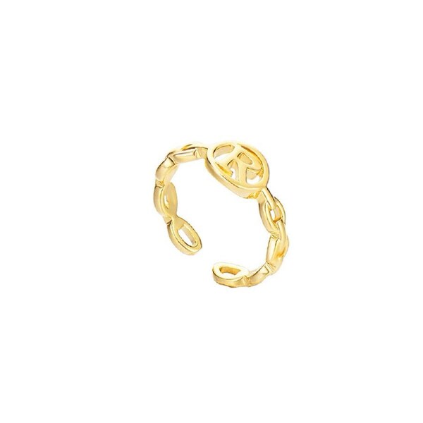 Nevenka Letter Chain Rings Adjustable Opening Rings for Women Girls-R