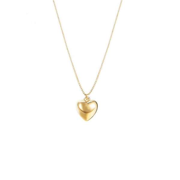 Nevenka Layered Heart Pendant Necklace Diamond Clavicle Chain for Women-Gold