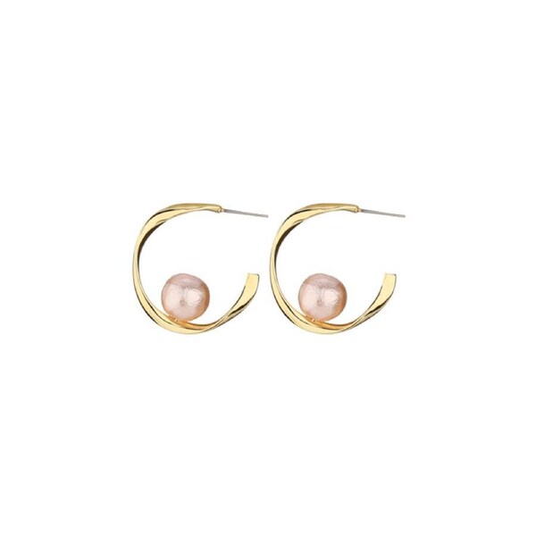 Nevenka C-shaped Cotton Pearl Earrings Hoop Drop Studs for Women Girls