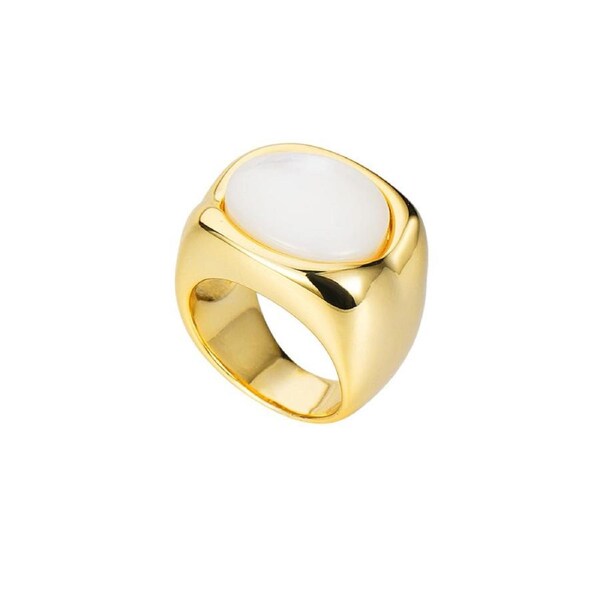 Nevenka Gold Chunky Dome Rings Square Shell Rings for Women