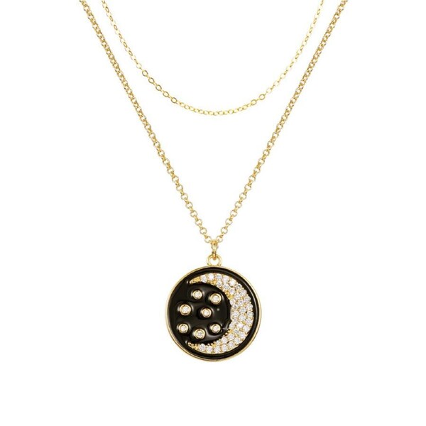 Nevenka Crescent Moon Pendant Layered Choker Necklaces for Women