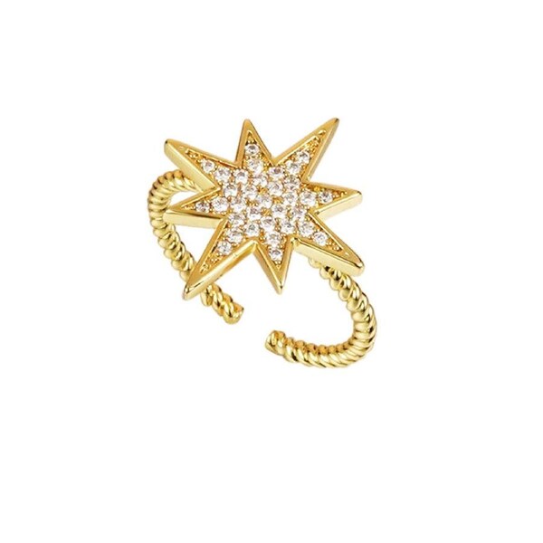 Nevenka Gold Stack Twisted Ring Star Wrap Open Ring For Women