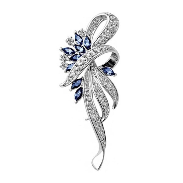 Nevenka Rhinestone Crystal Brooch Flower Pin for Women-DarkBlue
