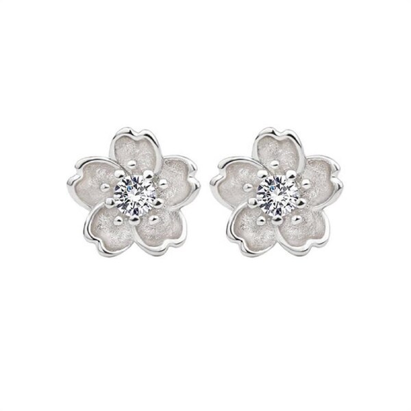 Nevenka Flower Cubic-zirconia Stud Earrings for Women-White