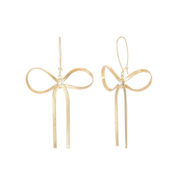 Nevenka Womens Textured Bow Drop Earrings