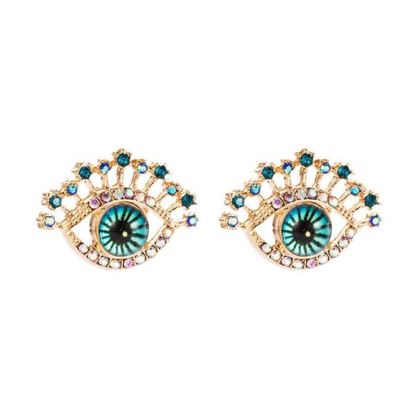 Nevenka Blue Rhinestone Evil Eyes Studs Earrings for Women Girls