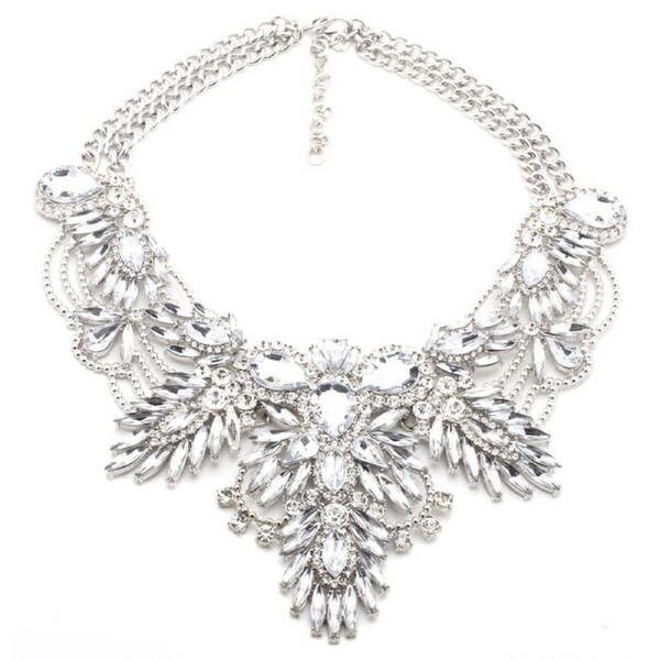 Nevenka Boho Fashion Crystal Leaves Bib Necklace for Women