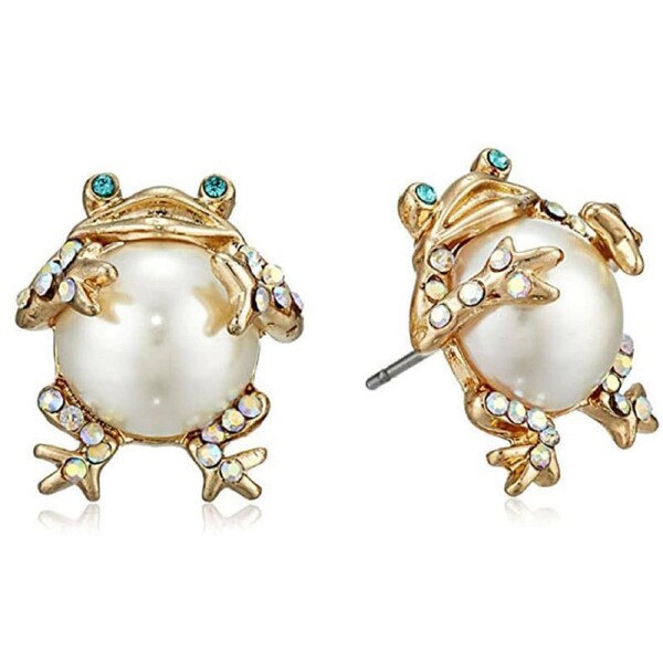 Nevenka Pearl Critters Cute Frog Stud Earrings