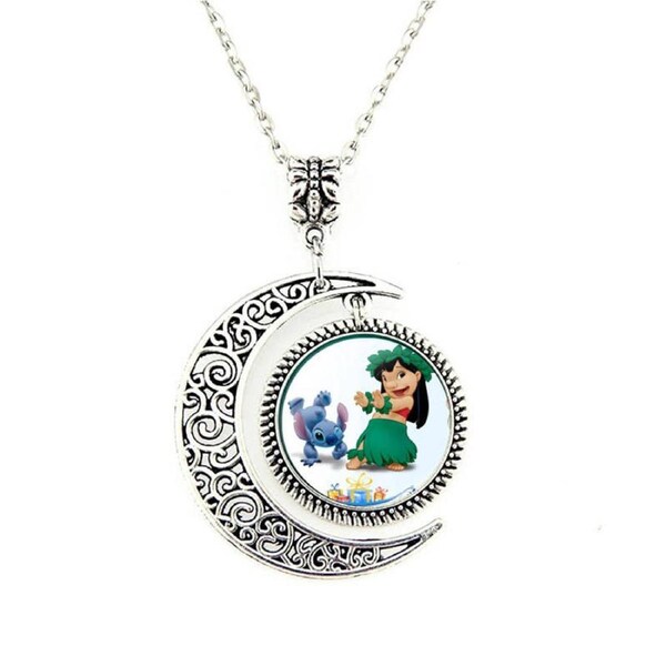 Nevenka Moon Pendant Necklace Cartoon Stitch Chain-9