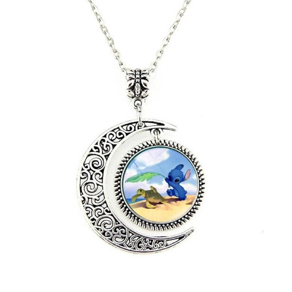 Nevenka Moon Pendant Necklace Cartoon Stitch Chain-14